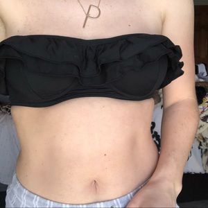 Black Bandeau Ruffle Bikini Top